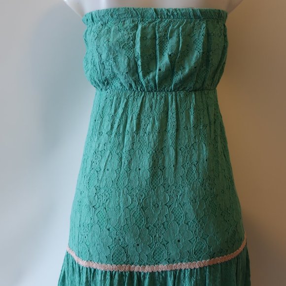 Elegant Teal Strapless Maxi Dress - Picture 11 of 12